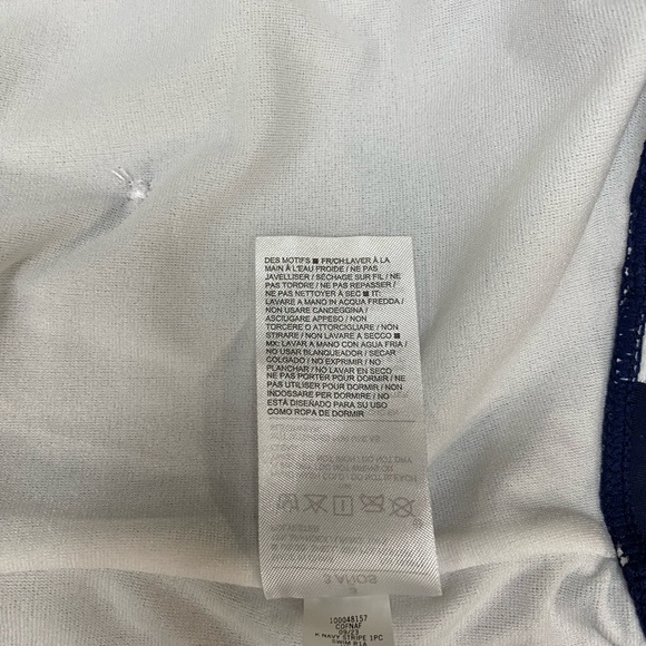 Janie and Jack Navy and White Sailor One Piece Swimsuit With Bow Halter - Picture 10 of 10